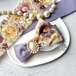 ＊purple＊トリプルビックリボン୨୧＊インド刺繍リボン＊アシンメトリーリボン＊ バレッタ＊H051