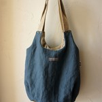 masumy117様用　リネン丸底バッグ（ブルーグレイ）＆巾着（黄色）