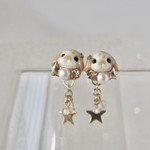 星うさぎピアス/イヤリング（茶ブロークン）