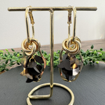 大人かっこいい！ブラック×べっ甲スパンコールの大ぶりフープピアス・イヤリング♡