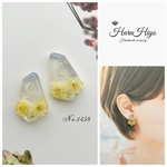 №1458 ❁¨̮ ミルキークォーツとかすみ草のレジンピアス・イヤリング