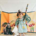 80/ふうせん袴(ミント)*「かすみ草」グリーン+:｡.ベビー袴ロンパースと着物/男の子