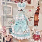 SALE  完成品限り　おひな祭りワンピース　プリンセス　ティファニーブルー　アリスワンピースドレス　うさぎ🐰耳ヘッドドレス付き　