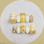 ネイルチップ ツイードリボン glitter yellow 量産型ネイル オーダーサイズ