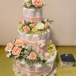 おむつケーキ　3段　豪華出産祝い　ピンク他