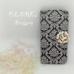 iPhone5s/SE/6/6s plus/7手帳型ケース*古典*アジサイビジュー