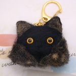 愛猫キーホルダー　黒猫マンチカン