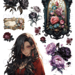 VAMPIRE GIRL  透明シールシート A5  シールシート コラージュシール