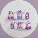 ネイルチップ ツイードリボン glitter purple 量産型ネイル