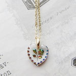 ヴィンテージグラス　ネックレス　Flower Heart Glass 