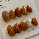 orange×brownニュアンスネイルチップ