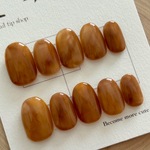 orange×brownニュアンスネイルチップ