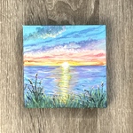 プチキャンバス絵画シリーズ♡アクリル画《原画》✴︎ 黄昏の海辺 ✴︎