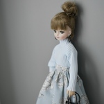 【再販】トワルドジュイ裾チュールスカート水色　1/6ドール用リカちゃん服アウトフィット
