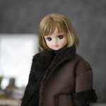 七分袖ムートンコート★チョコレートブラウン　1/6ドール用リカちゃん服アウトフィット