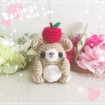 あみぐるみ🍎リンゴをのせたクマちゃん