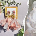 【2way】名画シリーズ マリー・ローランサン「ピンクのコートを着たグールゴー男爵夫人の肖像」イヤリング・ピアス
