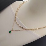 ネックレス　2連　ゴールド　グリーン　ゴールドネックレス