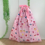 w30×40cm アイボリー ネコ 音楽柄 猫 長い 体操着袋 体育着 給食着袋