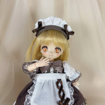 (ミルクチョコレート)ショコラティエ風、メイド服エプロンセット【オビツ11 / ob11 / あまむす / お洋服　/ ドール服/ ハンドメイド/ 服/ オビツ11服】