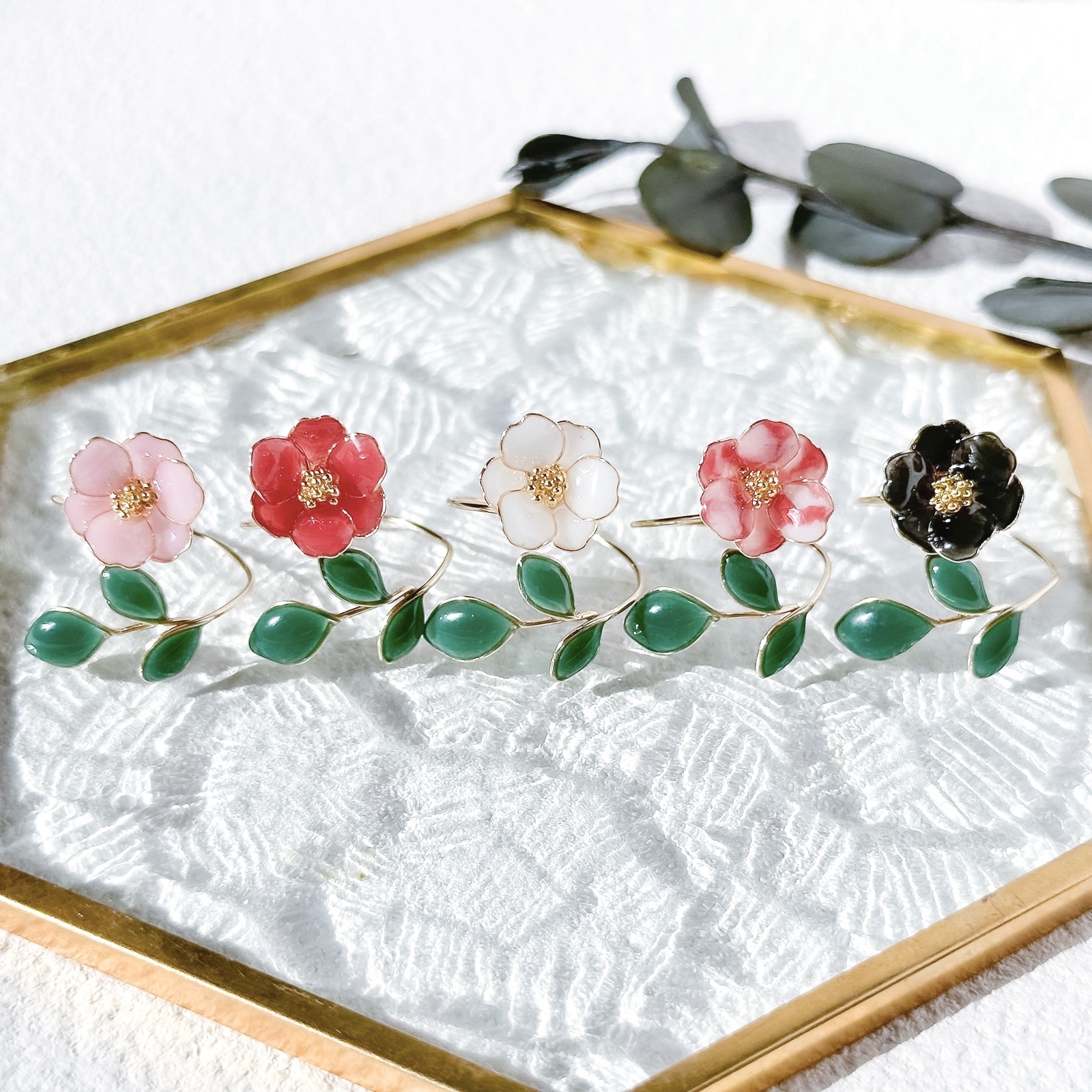 CAMELLIA 花モチーフリング bloom- Camellia 選べるカラー◎椿のワイヤーリング(フォークリング