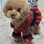 犬服　タータンチェック　フリルワンピ　オーダー
