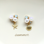再販❤︎ホワイト系❤︎夏のビジューピアス・イヤリング