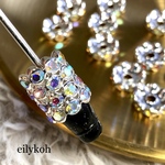 【再販】カスタムボールペン　6個/シルバー 　12mm なみなみオーロラロンデル　BE209S