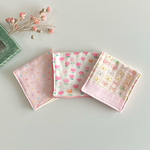 SALE価格6重ガーゼ☆ハーフサイズ☆ミニハンカチ3枚セット☆女の子☆星、お花、リボン蝶々