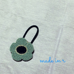 《送料込》ビーズ刺繍によるアネモネヘアゴム＊ブルー