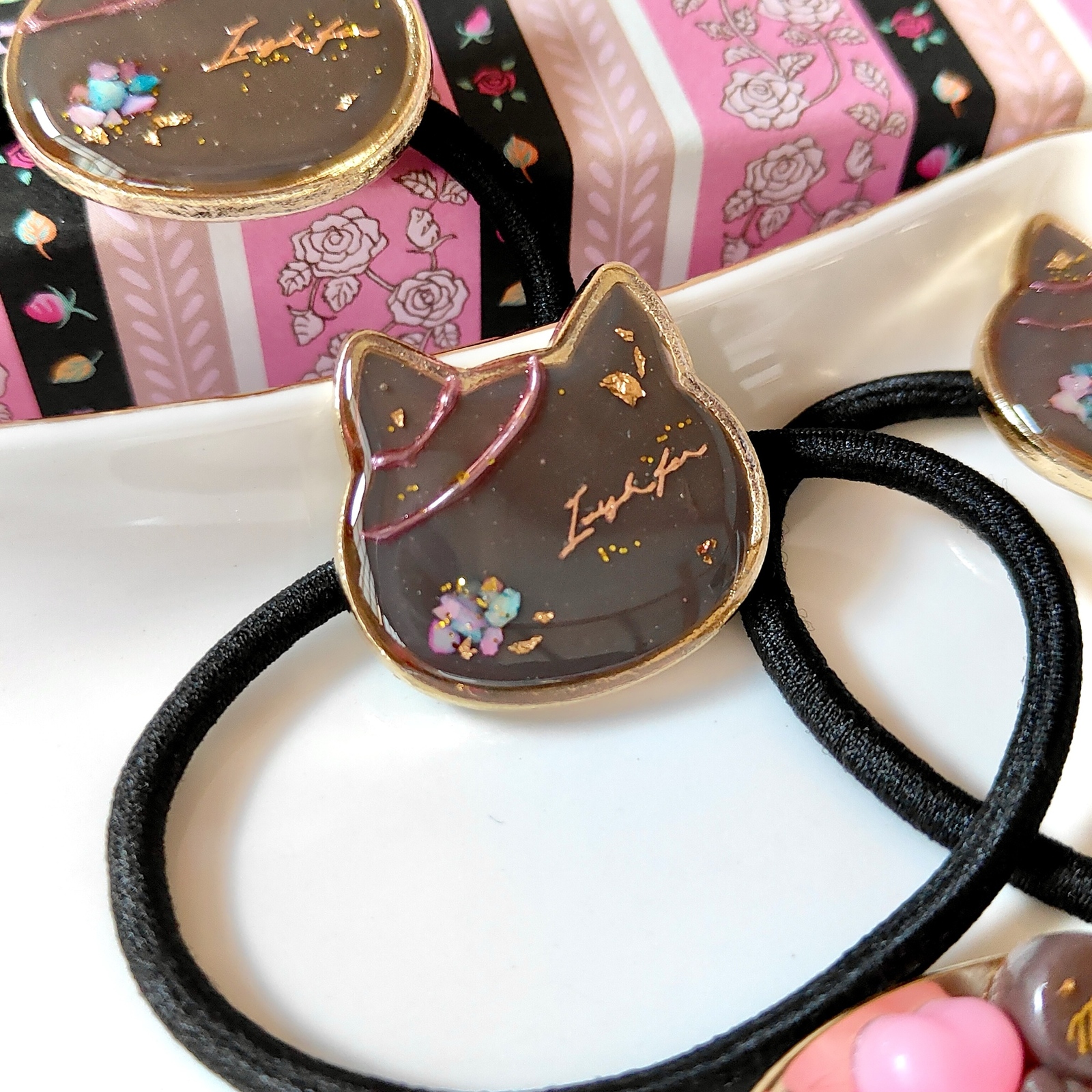 1-21】チョコにゃんこヘアゴム♡ レジン チョコレート バレンタイン