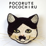 野良猫の刺繍ブローチ(ちょびひげ、名前はまだない)