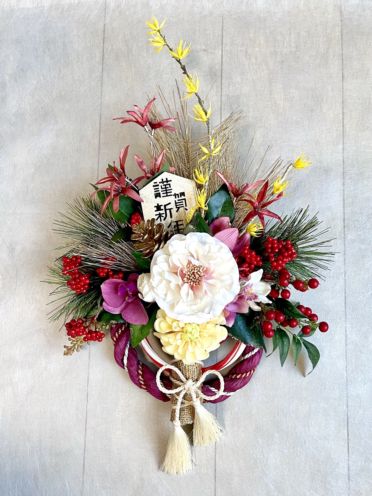 No.wreath-15527☆迎春しめ縄リース(お正月リース) 23-(2