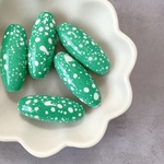 6pcs グリーン オーバルビーズ 個性的 ラージサイズ
