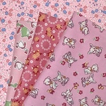 USAコットン*サーティーズ復刻柄30‘s*21×27*ピンク系4枚セット