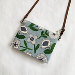 北欧風ファインフラワー（スモーキースカイブルー）のミニサコッシュ♪