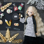 北欧エプロンセット　モノトーン　1/6ドール用リカちゃん服アウトフィット