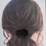 ★再販-大人の黒いビーンズ形ヘアゴム（黒檀）横幅5.2cm