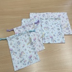 現品限り❗️⑨【給食セット×２日分】水色&ラベンダー ストライプ ゆめかわ ユニコーン🦄 ランチョンマット&巾着  w16×22cm 給食セット 小学校  女の子