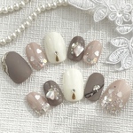 ★現品販売★ネイルチップ-155 バレンタインネイル‪✕♡大人ピンクベージュ