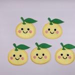 【在庫処分】ゆずワッペン（顔付き）　ビッグサイズ　5枚セット☆ きらりぼん☆