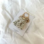 フェイクレザー×刺繍リボン　キーリングcombi（キーチャーム　キーホルダー）　