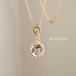 まばゆい煌めきアメジスト💎ネックレス 宝石質ファセットカット フカネ巻き ワイヤーラップ 14kgf サージカルステンレス 40㎝ 45㎝ プレゼントにも