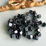 【8コセット】vintage#czech beads#チェコビーズ　🎲dice 7✖️7✖️7㍉　jet black/silver