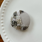 ビーズ刺繍くるみボタン（ブローチ）