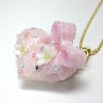 ハートの砂糖菓子ネックレス　ピンクピンク
