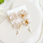 結婚式やお呼ばれに♡華やか紅茶染め布花イヤリング ピアス 淡水パール フラワー オケージョン ウエディング ブライダル 前撮り ハレの日
