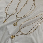 ートップが選べる✨レイヤードパールネックレスー　パールネックレス　チェーンネックレス　サージカルステンレス　チェーン　ブレスレット　チェーンブレスレット　オケージョンコーデ　バロックパール