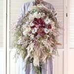 (75cm) ＊特大＊ バラとアジサイとパンパスグラスのボリュームスワッグ/ドライフラワー/紫陽花/開店祝い/クリスマス