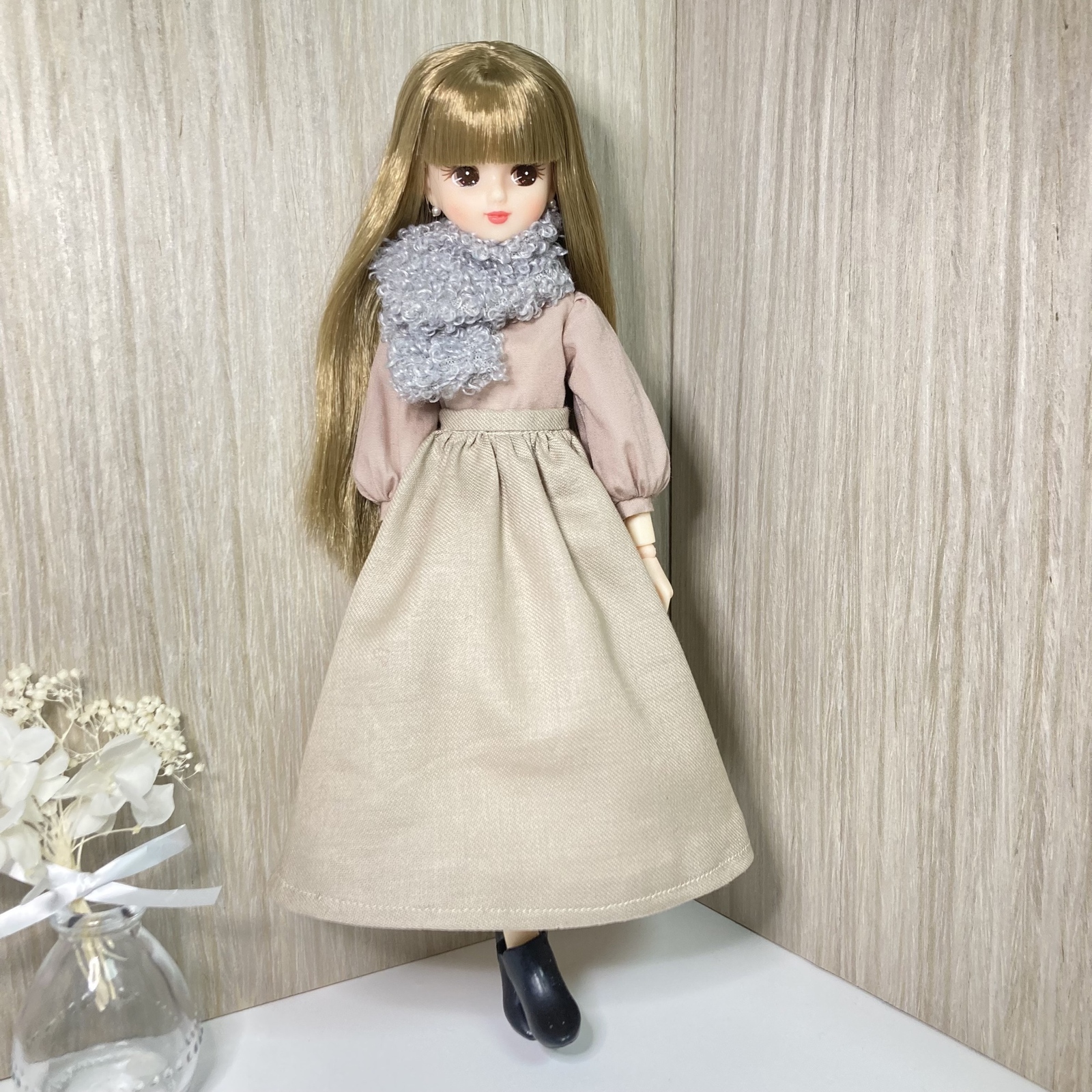リカちゃん　洋服　ヘリンボーン❤︎ジャケット＆スカート  セット　ハンドメイド メルカリショップ限定】リカちゃん 服 ベーシックセット